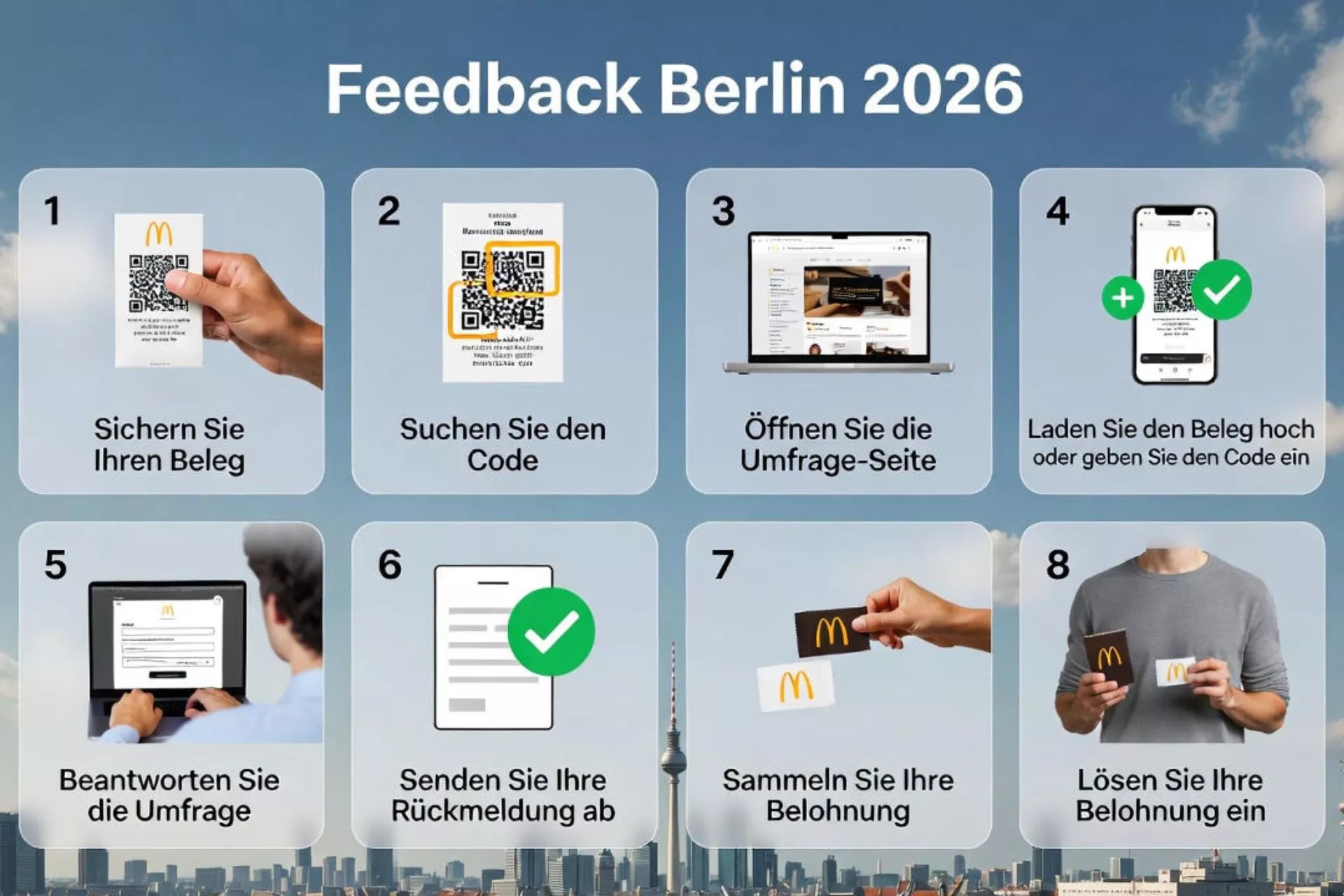 McDonalds Feedback Berlin 2026 – Gratis Kaffee, Cola oder Pommes: So holst du dir 2026 in Berlin deinen kostenlosen Becher oder Snack