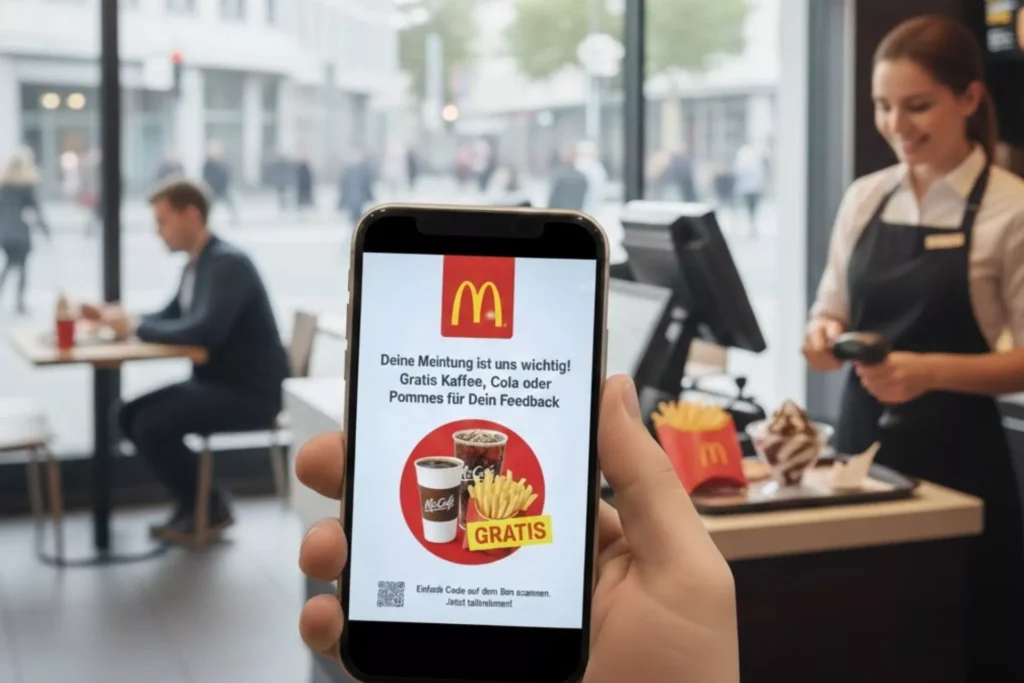 McDonald’s Feedback Code eingeben bei deinfeedback mc für 50-Cent Gutschein