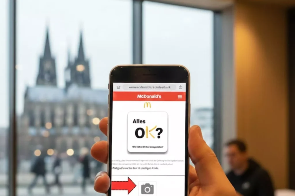 McDonald’s Umfragecode Eingabefeld für die Feedback-Umfrage in Köln