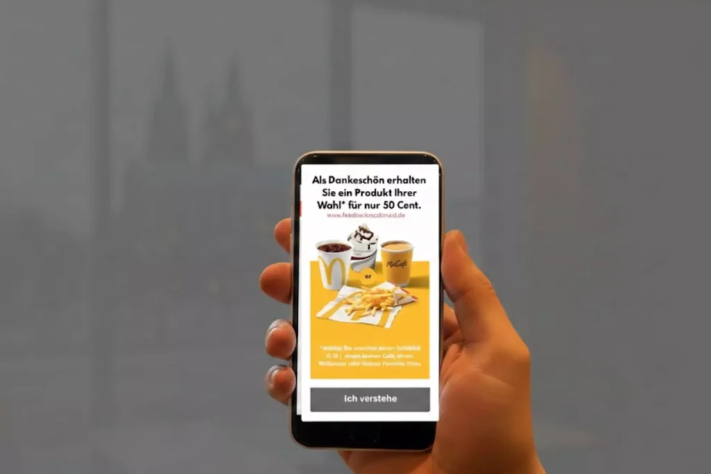 Startseite der McDonald’s Feedback-Umfrage unter www.mcdonalds/deinfeedback